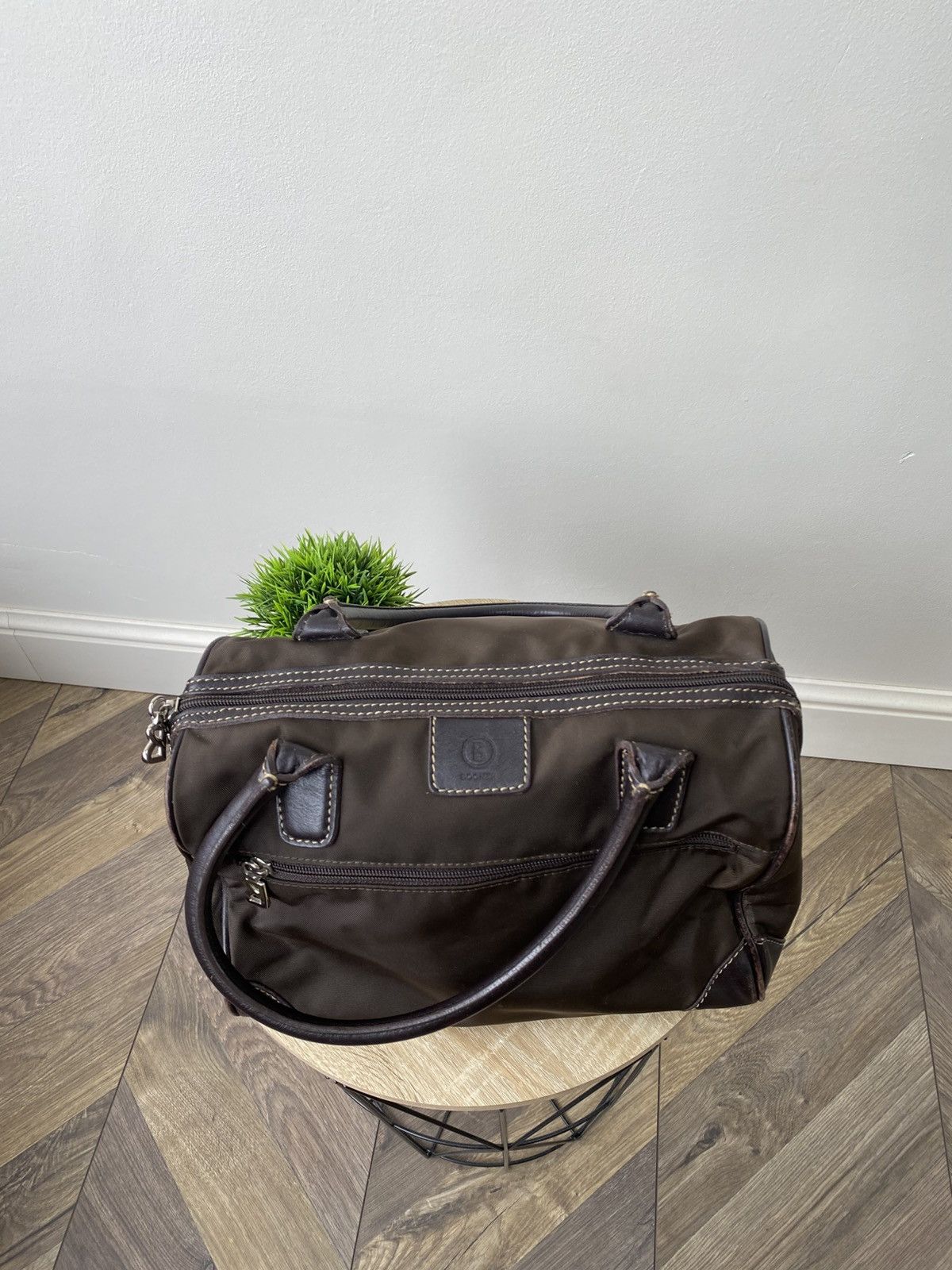 Bogner Vintage Brown Chocolate Nylon/Leather Tote Handbag Bogner Size ONE SIZE - 4 Thumbnail