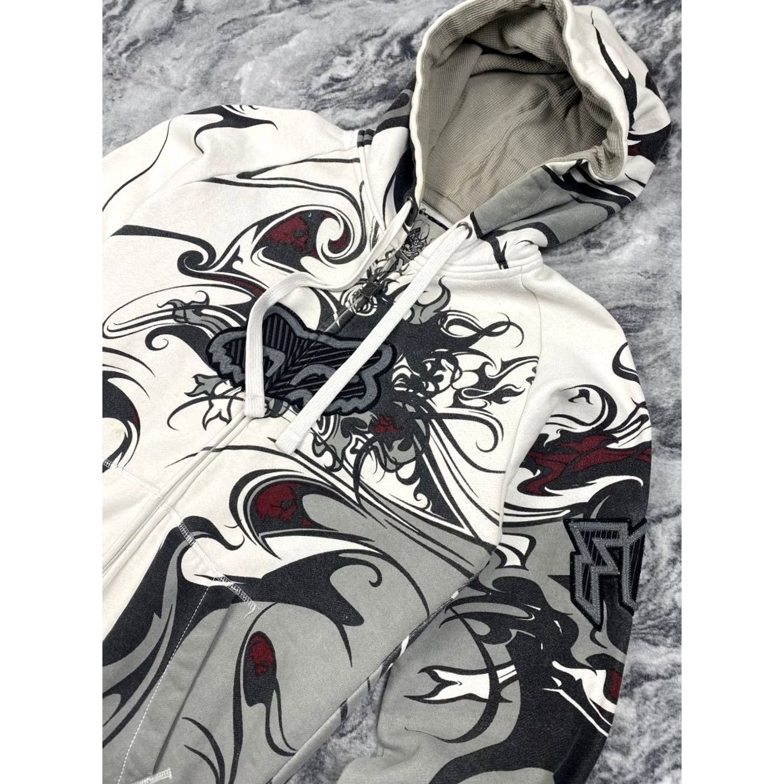 Fox Racing VINTAGE Fox Racing Hoodie Adult L White Full Zip AOP Racing Size US L / EU 52-54 / 3 - 2 Thumbnail