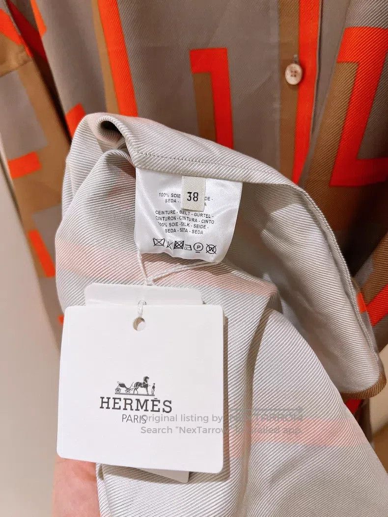 Other Hermes H Full Logo Silk Shirt Dress Dress Size XS / US 0-2 / IT 36-38 - 9 Thumbnail