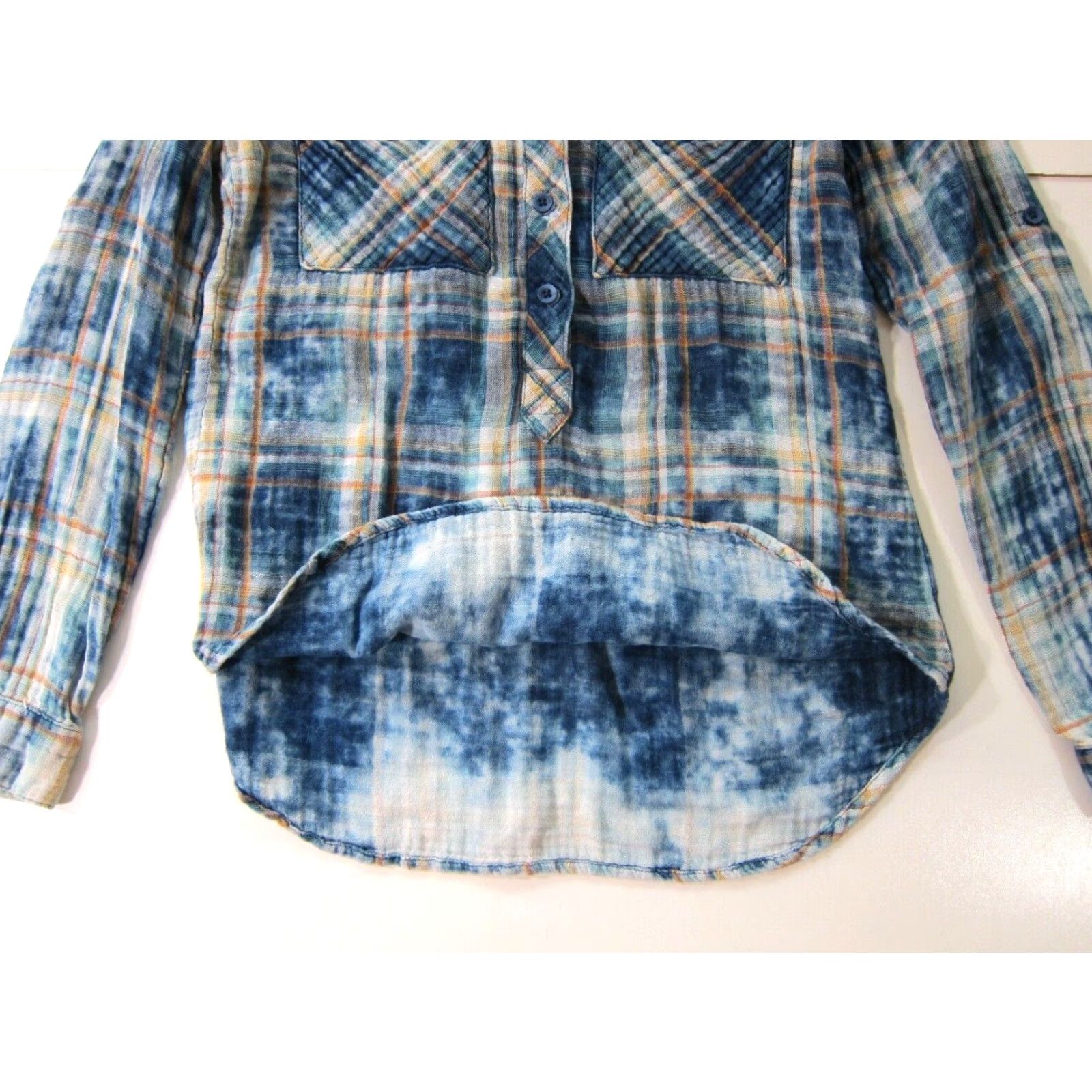 CLOT Cloth & Stone 100% Cotton Blue Yellow Plaid Button Long Sleeve Blouse XS Size XS / US 0-2 / IT 36-38 - 5 Thumbnail