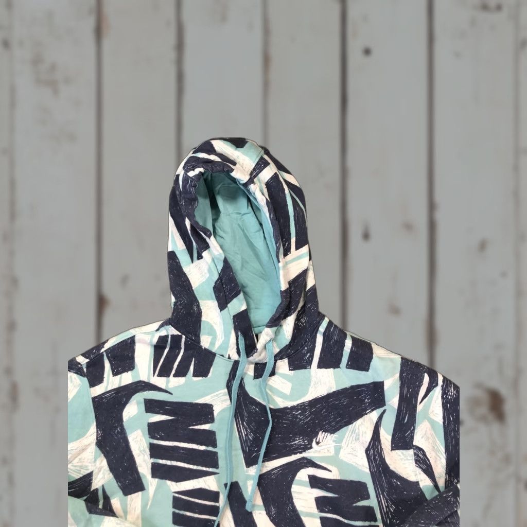 Nike Nike Hoodie Mens M Teal Allover Logo Fleece Kangaroo Sweatshirt Size US M / EU 48-50 / 2 - 1 Thumbnail