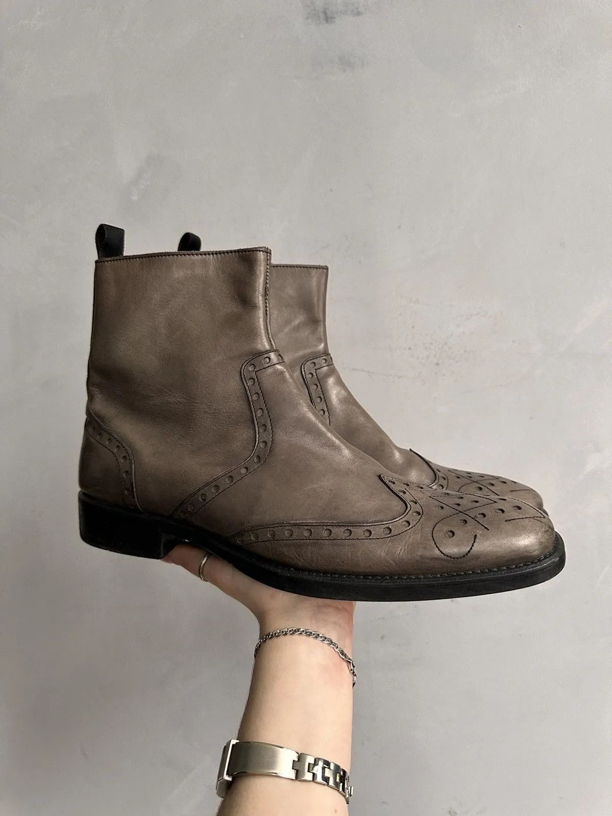 COWBOYS Leather brown chelsea MILITARY boots western Italy