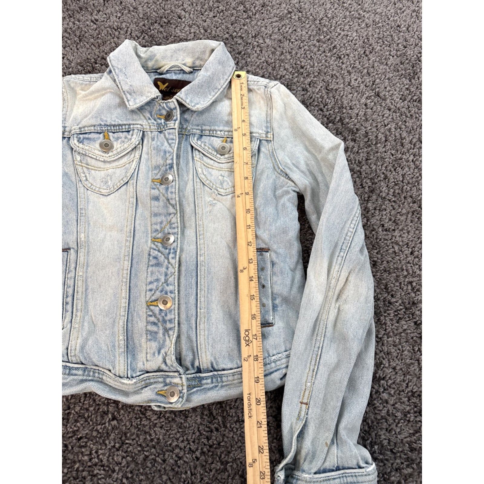 Vintage VINTAGE Wet-seal Denim Jacket Womens Medium Light Wash Distressed Y2K Shirt Womens Medium Blue 90s Classic Mens? Size M / US 6-8 / IT 42-44 - 2 Thumbnail