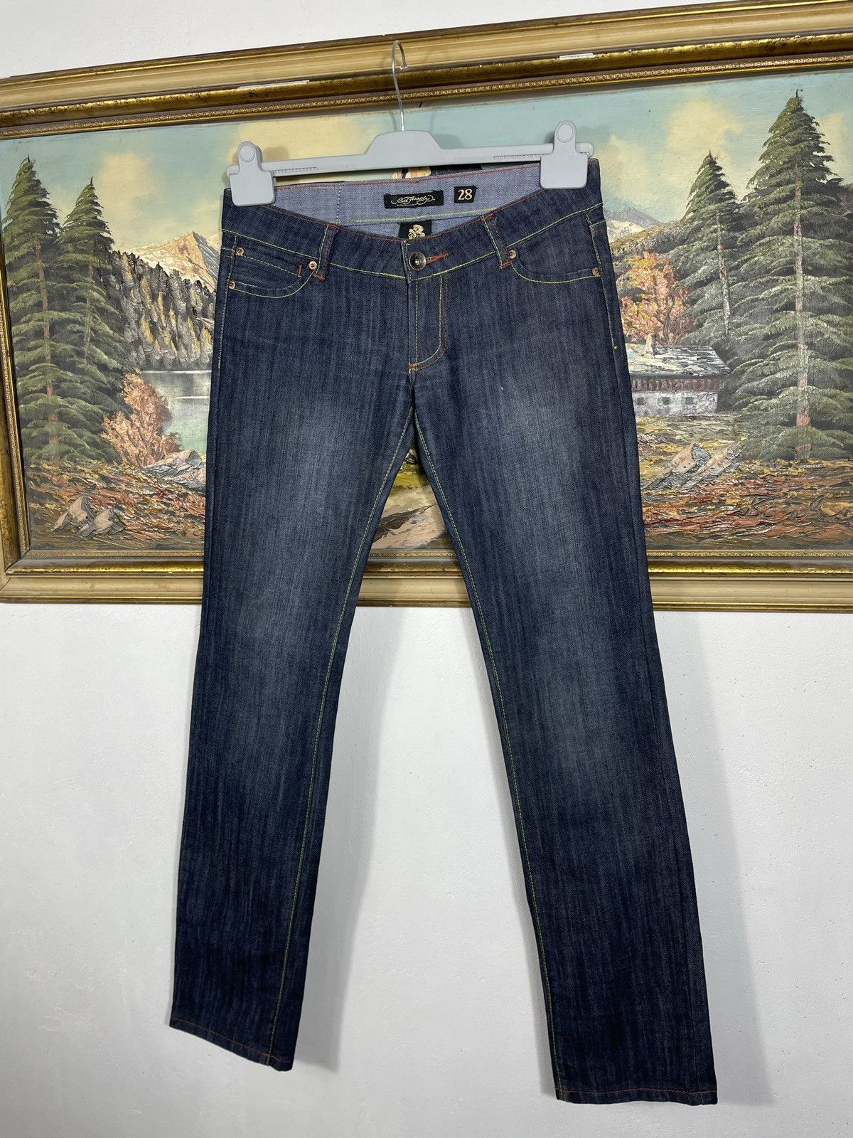 Ed Hardy × Vintage Ed Hardy Vintage Y2k Low Rise Denim Trousers Jeans Drip Swag Size 28" / US 6 / IT 42 - 4 Thumbnail
