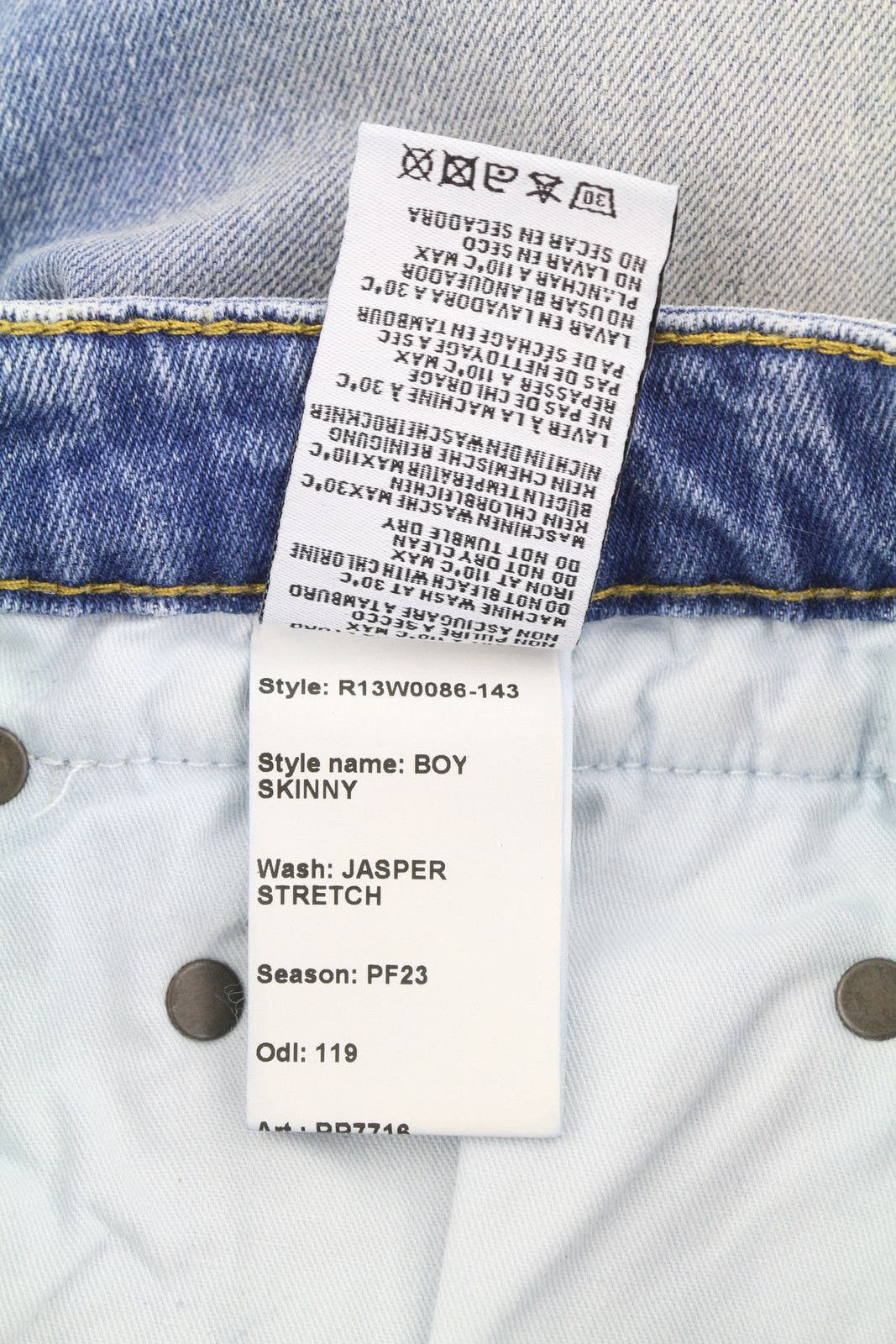 R13 BOY SKINNY 27 Jasper Stretch Cropped Ankle Zip Fly 87168 Size 27" / US 4 / IT 40 - 8 Thumbnail
