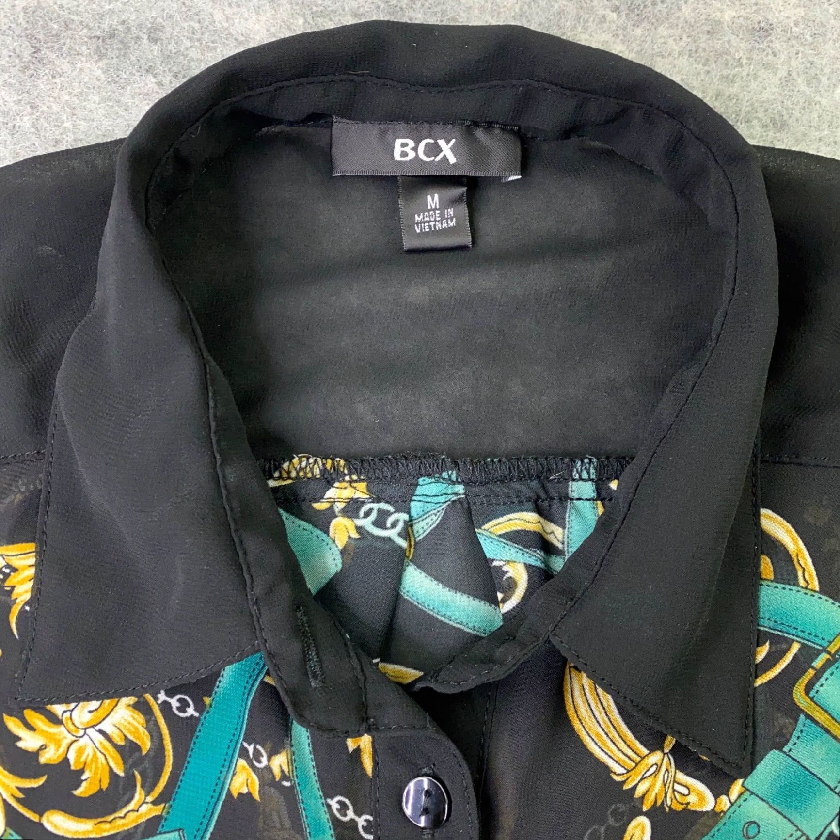 Vintage BCX Shirt Womens Medium Black Roll-Tab Sleeve Sheer Horse Equestrian Riding Womens Size M / US 6-8 / IT 42-44 - 4 Thumbnail