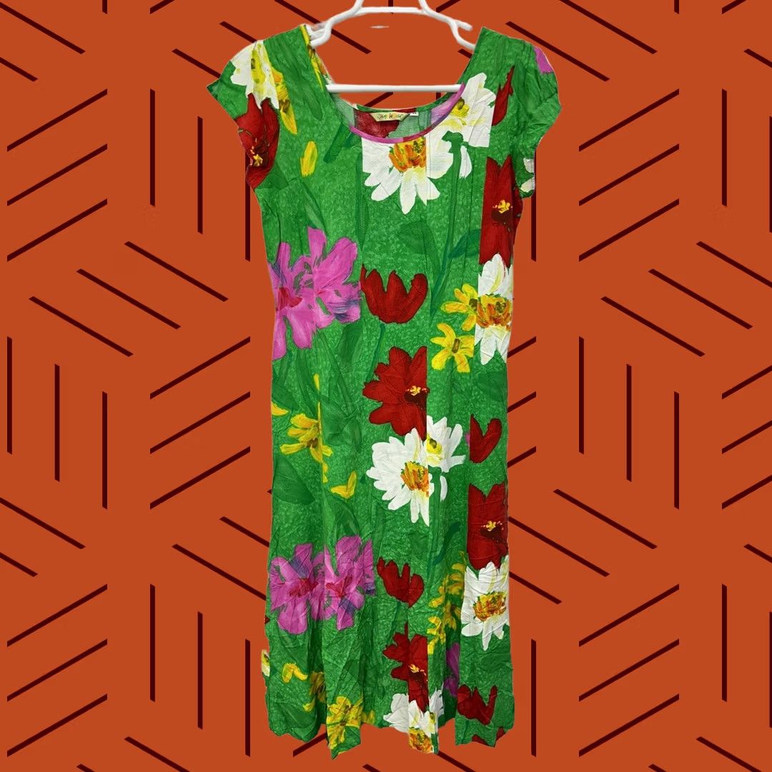 Jams World Jams World Dress Women's Medium Green Red Floral Hawaiian Tropical Size M / US 6-8 / IT 42-44 - 1 Thumbnail