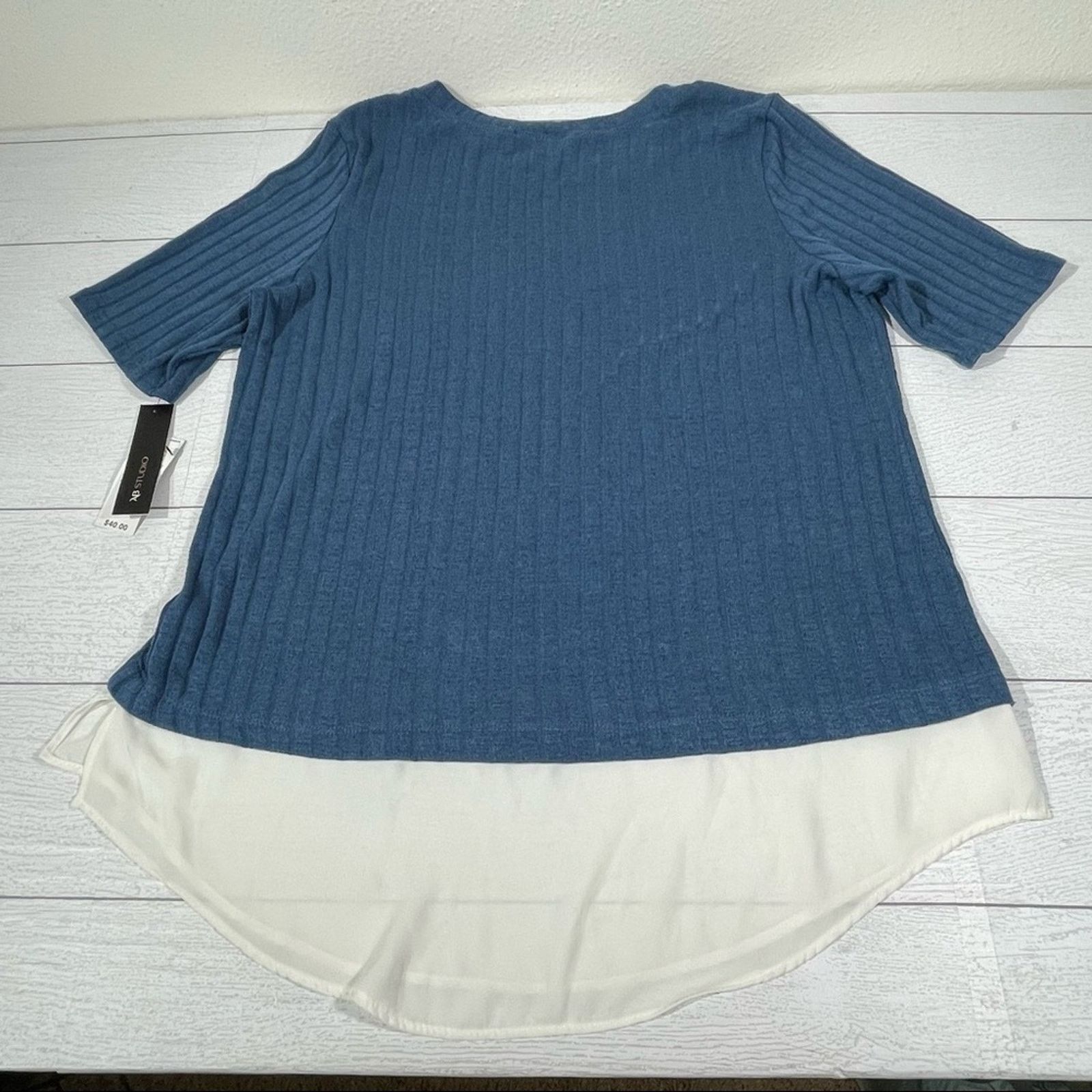 Other AB Studio Blue Knit Sweater Faux Layer XL NWT Size XL / US 12-14 / IT 48-50 - 8 Thumbnail