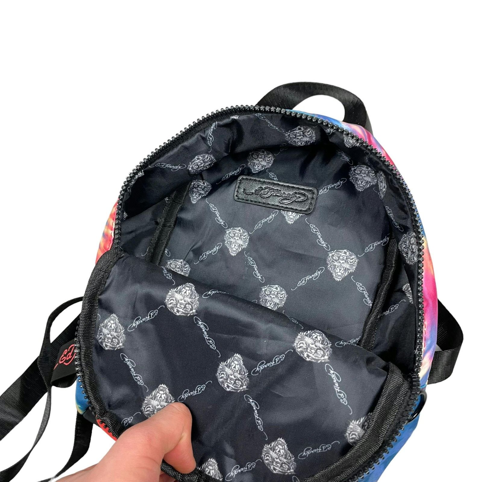 Ed Hardy Ed Hardy Multicolor Tie-Dye Polyester Skull Logo Backpack Size ONE SIZE - 9 Thumbnail