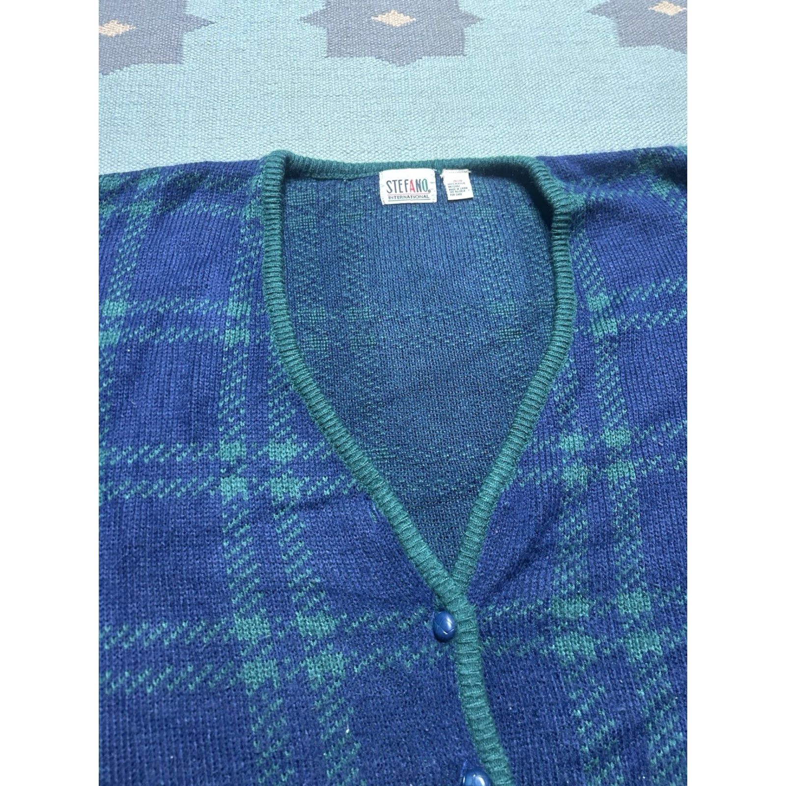 Vintage VINTAGE Stefano international cardigan sweater acrylic knit plaid women’s 26/28 Size 4XL / US 24-26 - 3 Thumbnail