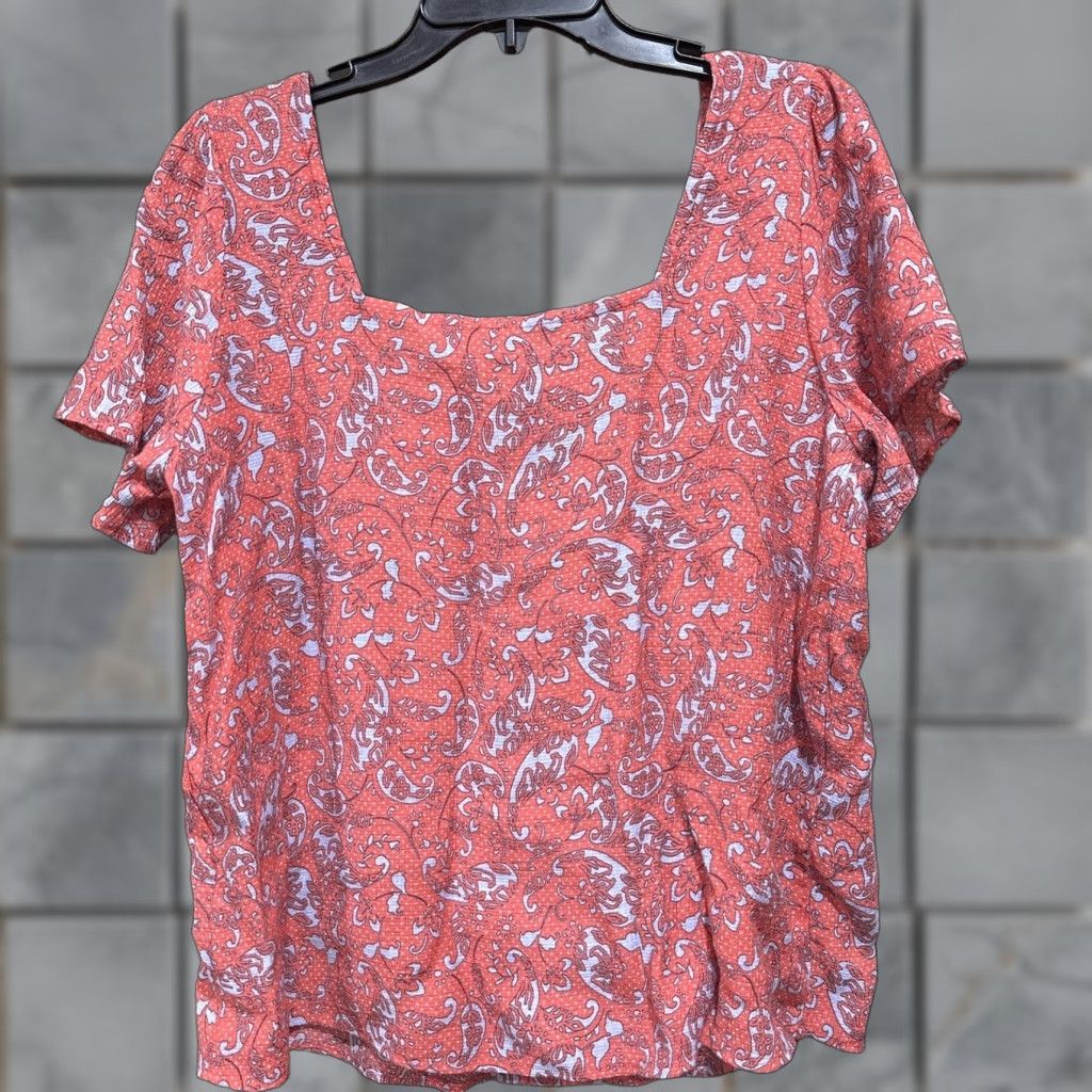 Vintage Zac & Rachel Blouse Womens XL Pink Blue Paisley Square Neck Smocked Short Sleeve Size XL / US 12-14 / IT 48-50 - 1 Thumbnail