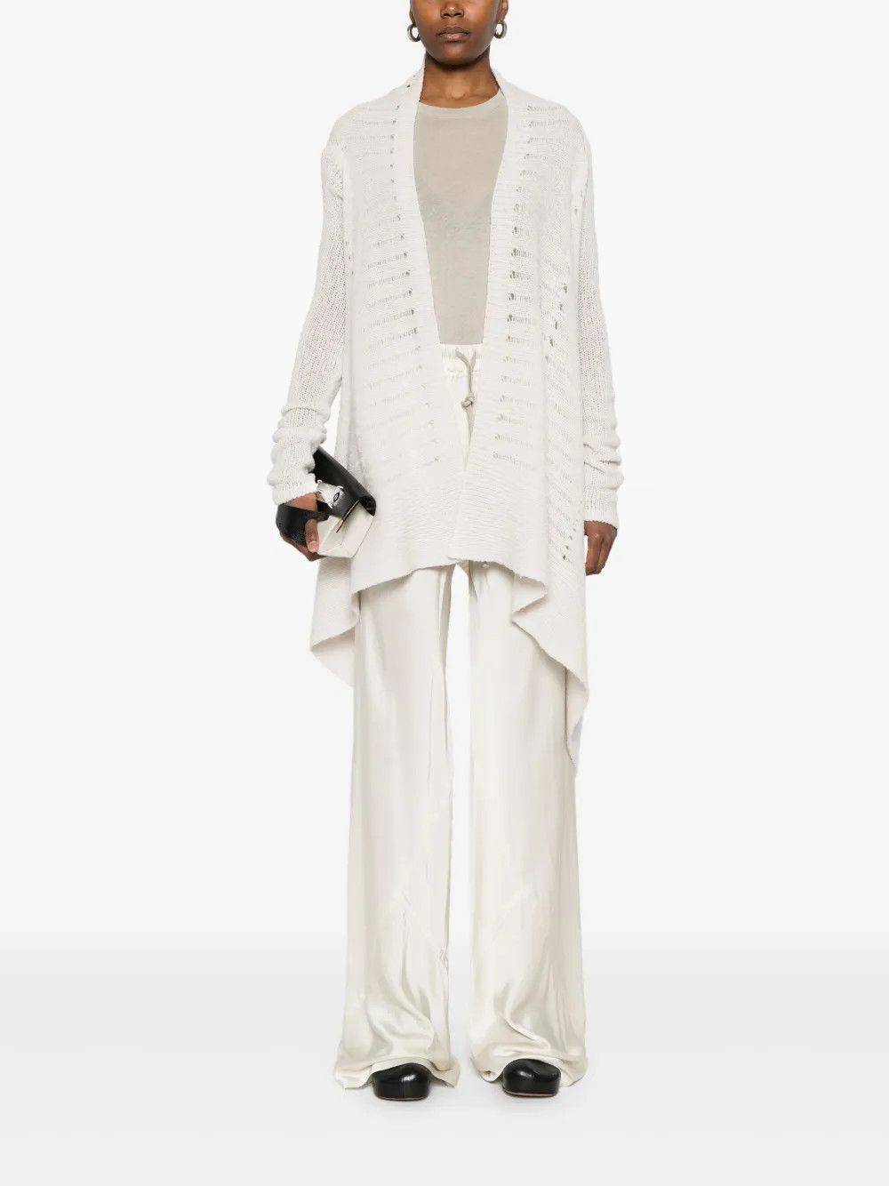 Rick Owens o1y0126 Cardigan in White Size L / US 10 / IT 46 - 5 Thumbnail
