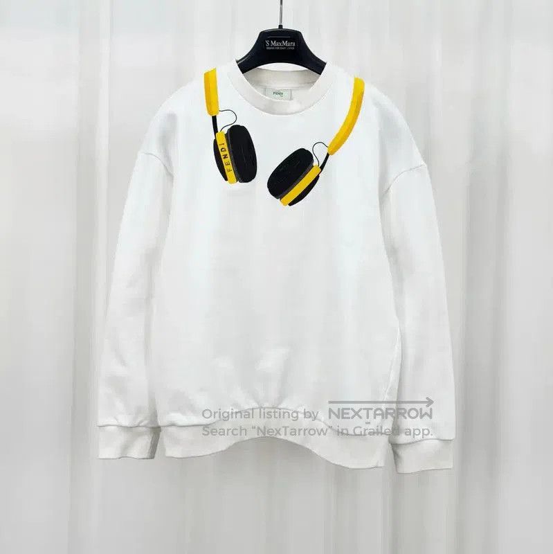 Fendi Fendi White Logo Long Sleeve Sweatshirt . Size L / US 10 / IT 46 - 1 Thumbnail