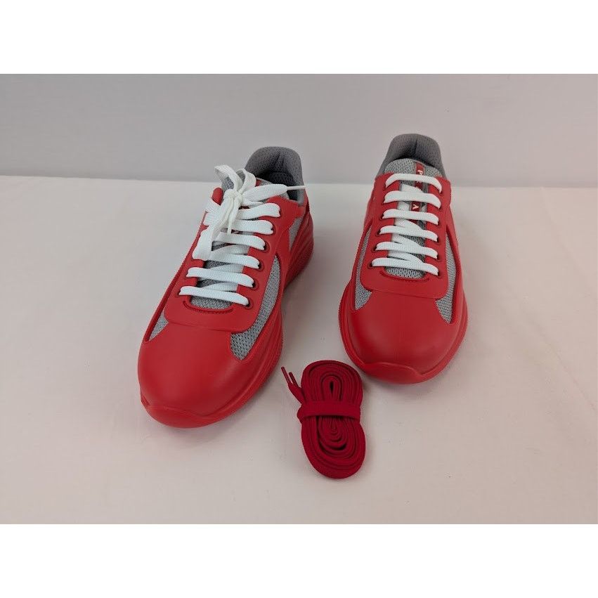 Prada o1rshd1 Calzature Uomo Icon Soft Lace Up Sneaker in Rosso Size US 9 / EU 42 - 9 Thumbnail