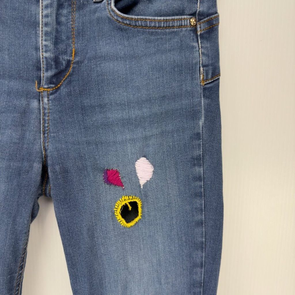 Other LIU-JO Milano Embroidered Ankle Mid-Rise Skinny Blue Jeans Size 25" / US 0 / IT 36 - 3 Thumbnail