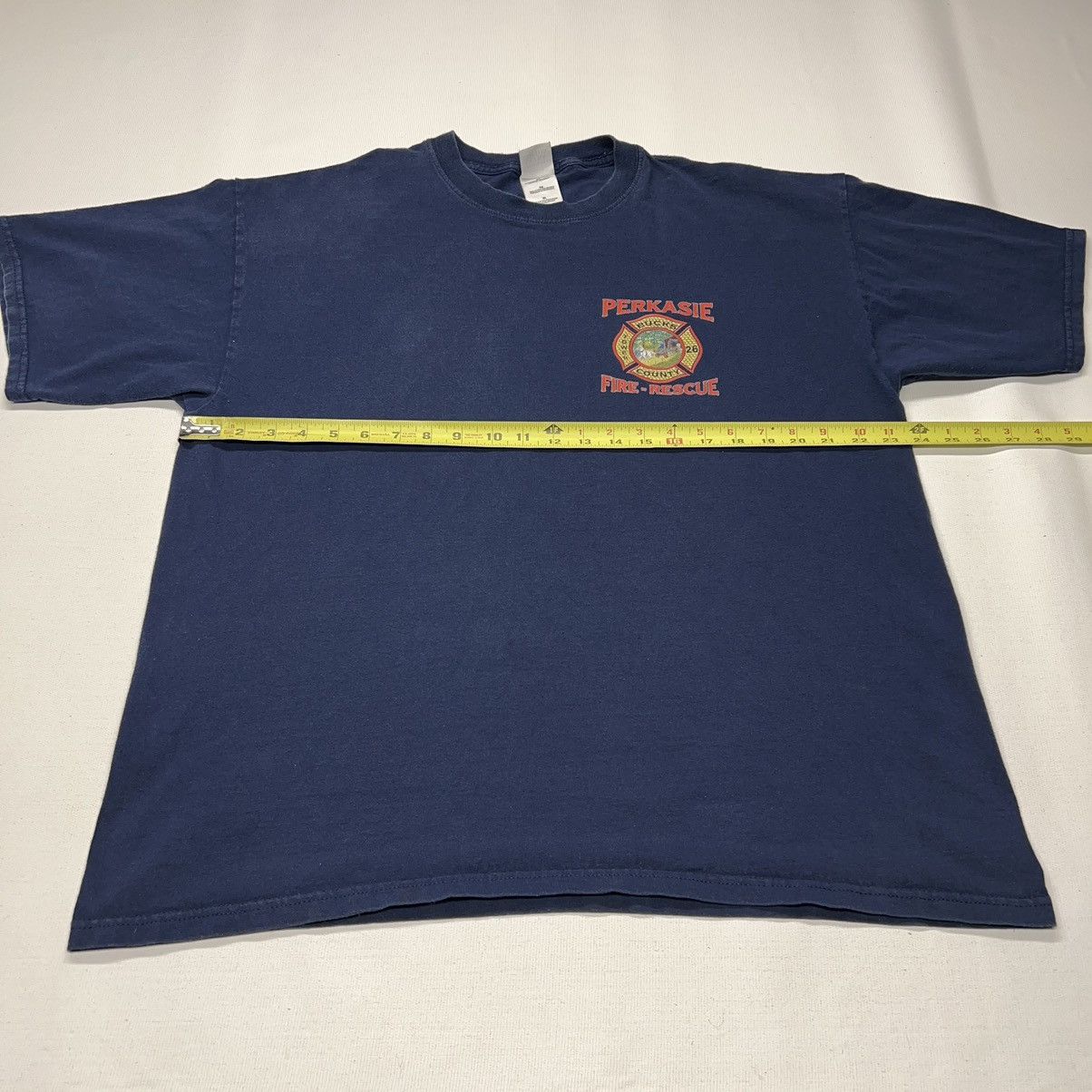 Vintage Fire Rescue Tee Shirt Blue Fighter Bucks County PA Truck Size US XL / EU 56 / 4 - 18 Thumbnail