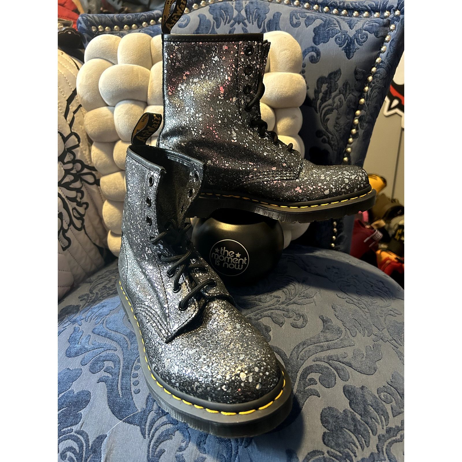 Dr. Martens Dr Martens Black Glitter 1460 Size 8/EU 39 Size US 8 / IT 38 - 1 Thumbnail