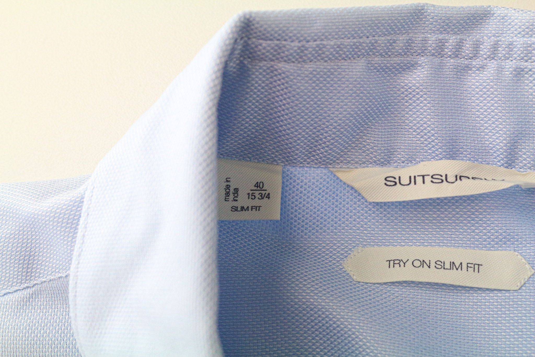 Suitsupply 40/15 3/4 Slim Blue Cotton Cutaway Twill Shirt 79382 Size 40R - 5 Thumbnail