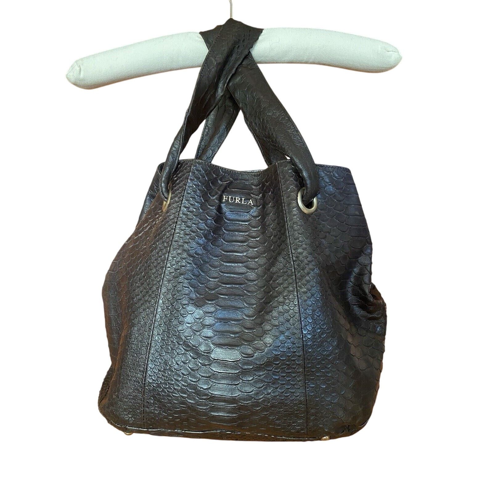 Furla Furla Brown Soft Croc Leather Shoulder Italian Bag Size ONE SIZE - 11 Thumbnail