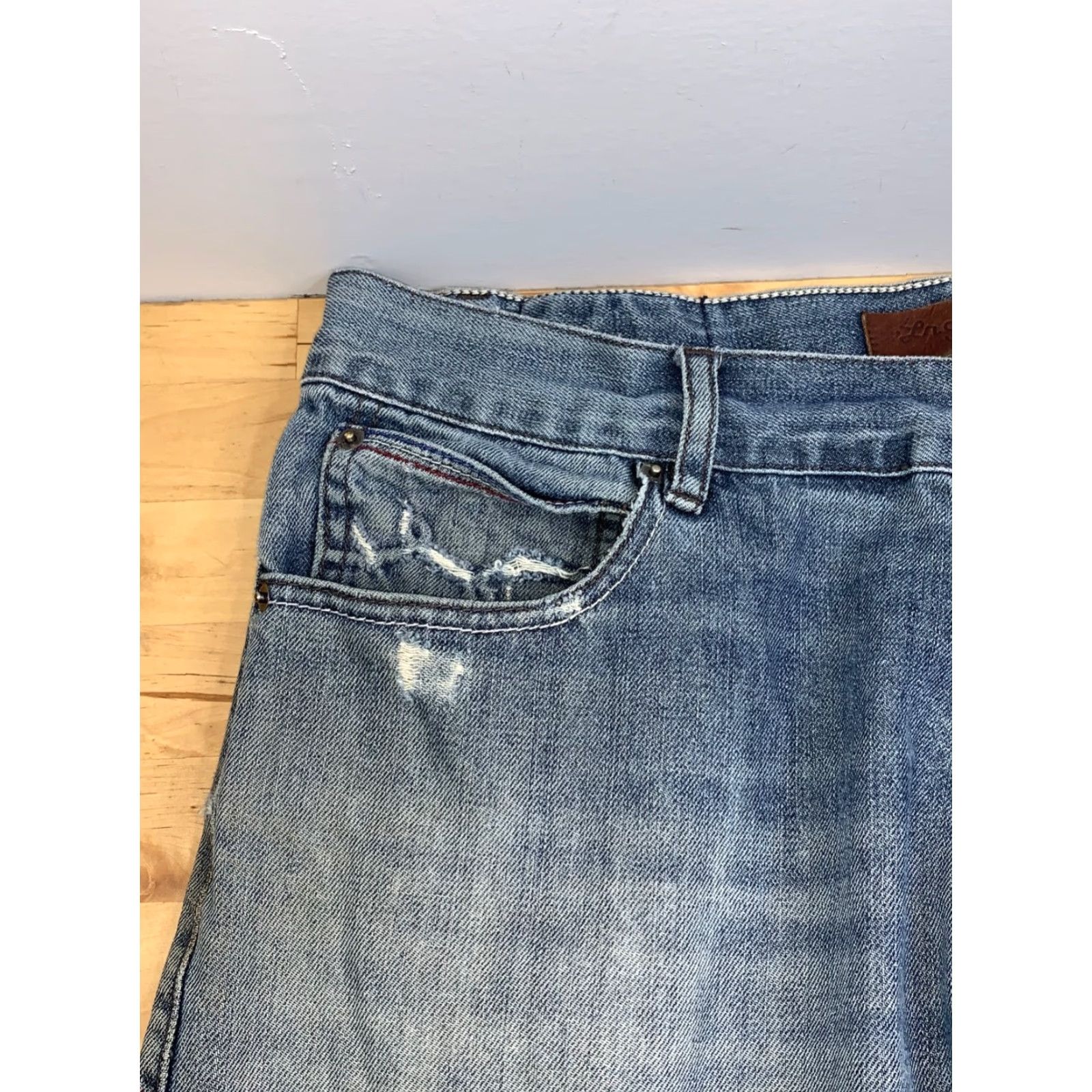 Denime LRG Jeans Denim Straight Jeans Mens 34x29 Blue Denim Dusted Medium Wash Pockets Easy Care 12092 Regular Fit Size US 34 / EU 50 - 5 Thumbnail