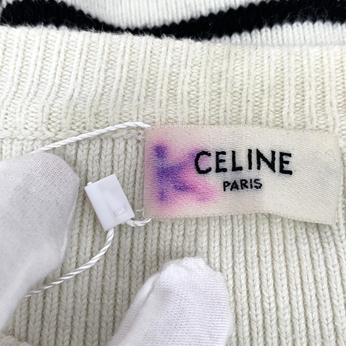Celine Celine Striped Side Button Long Sleeve Knit Sweater K26WX Size XL / US 12-14 / IT 48-50 - 9 Thumbnail