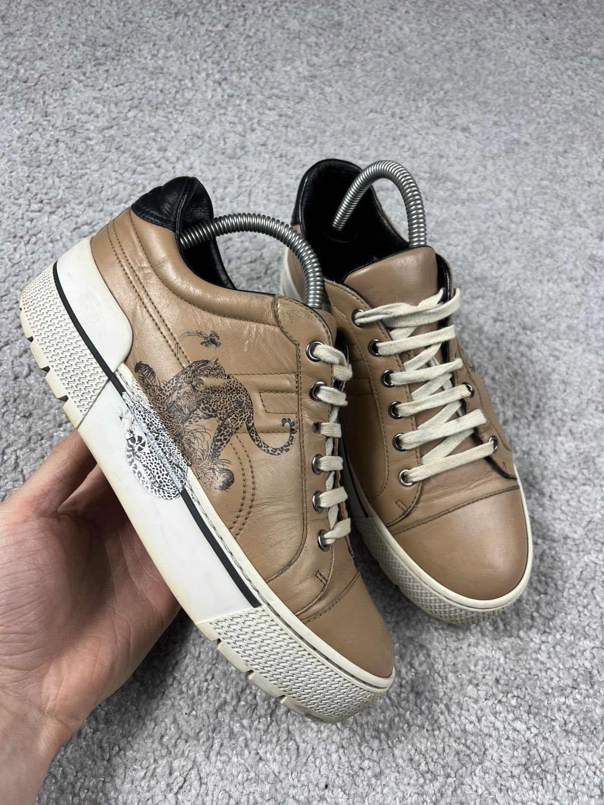 Hermes Hermes Calfskin Jungle Love Printed Voltage Sneakers 37 Size US 6 / IT 36 - 1 Thumbnail