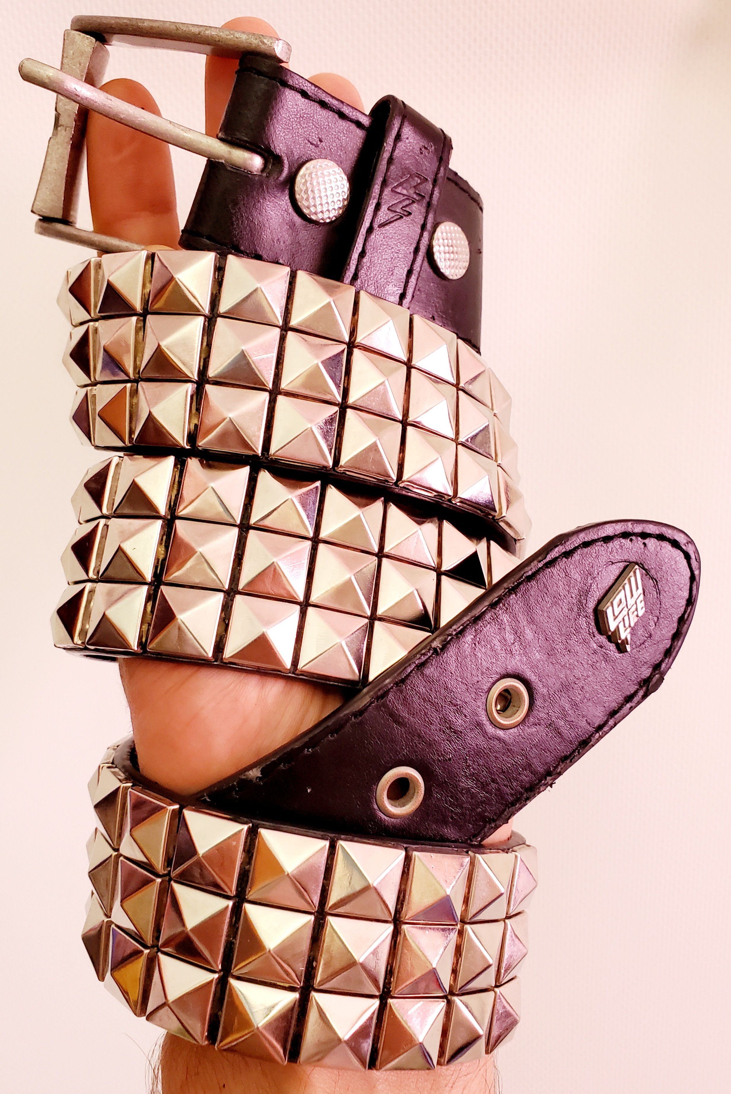 Japanese Brand × Vintage Vintage Y2K Pyramid Studdet Metal Punk Spikes Leather Belt Size ONE SIZE - 1 Thumbnail