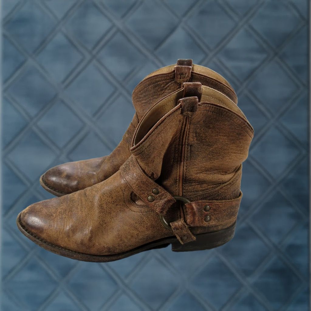 Frye Frye Boots Womens 7.5 Brown Leather Harness Ankle Biker Western Booties Size US 8 / IT 38 - 1 Thumbnail
