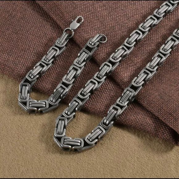 Other 9mm Stainless Steel Vintage Necklace & Bracelet Set Size ONE SIZE - 3 Thumbnail