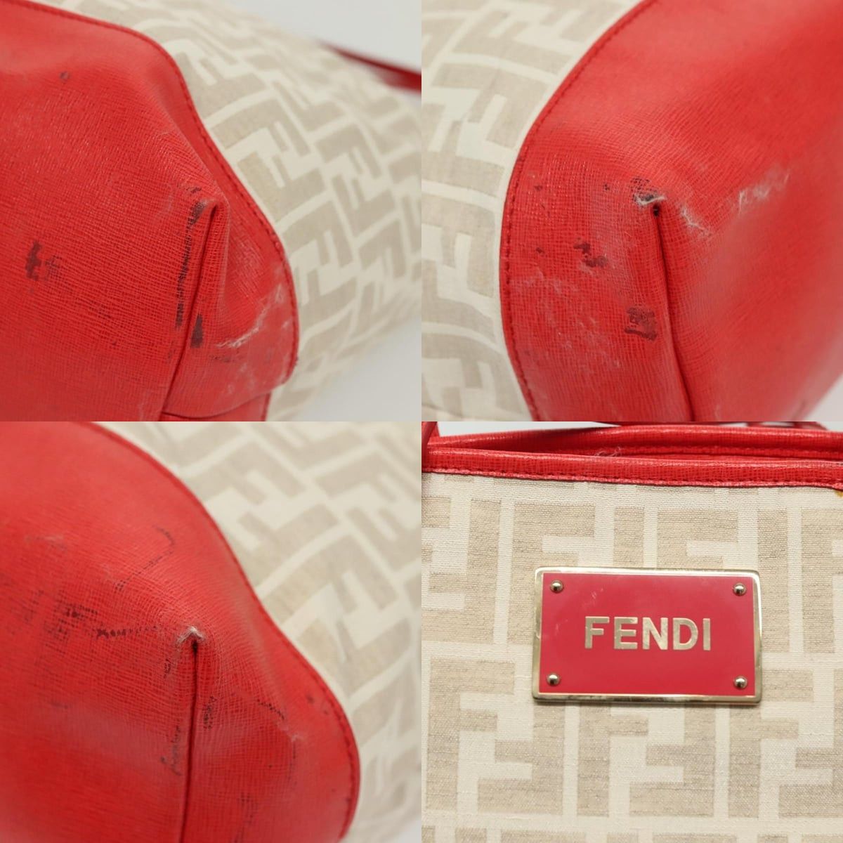 Fendi FENDI Zucca Canvas Tote Bag White Gold Size ONE SIZE - 11 Thumbnail