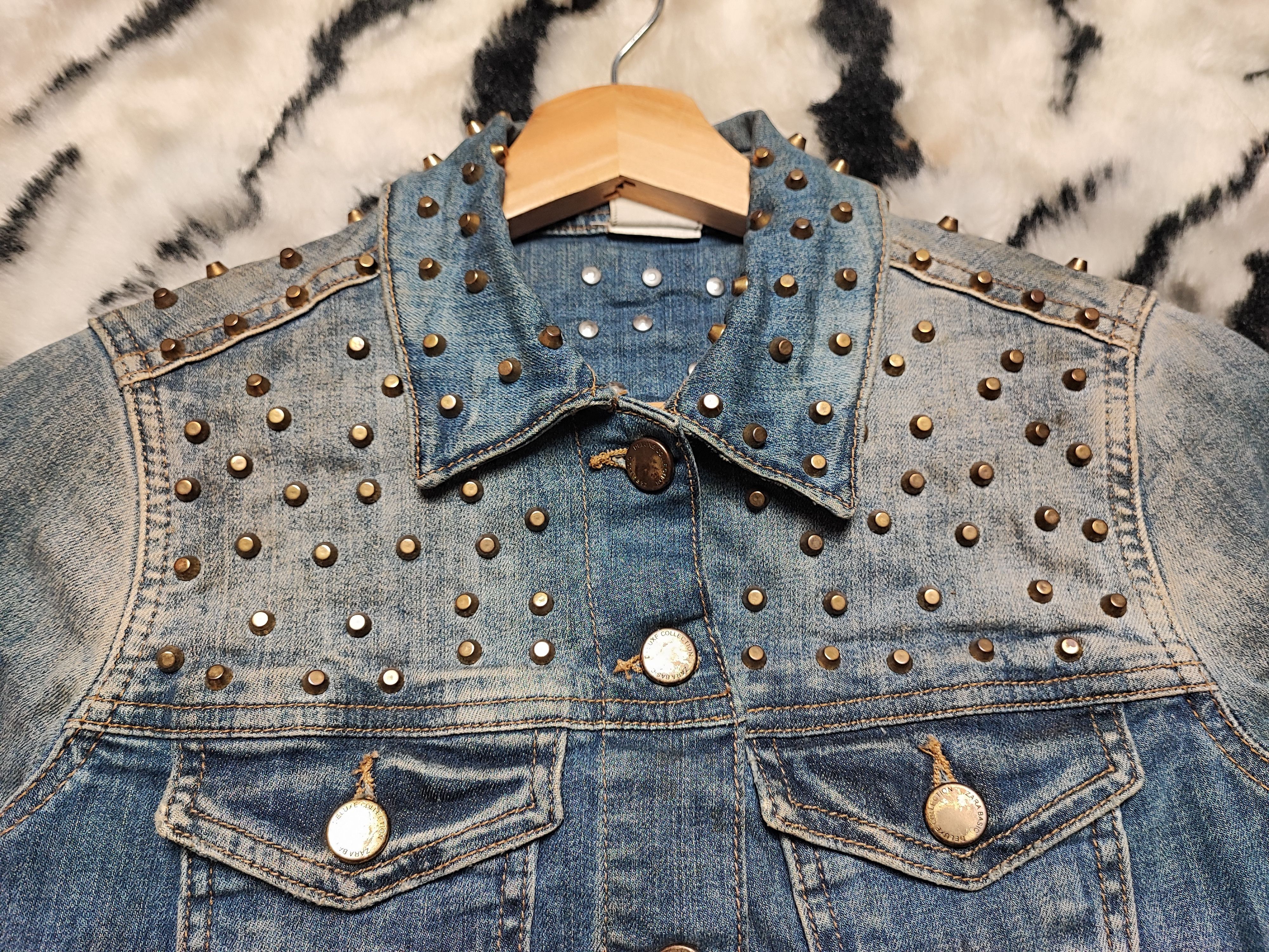 Zara Punk Denim Spike Jacket Boxy by Zara Size US XS / EU 42 / 0 - 6 Thumbnail