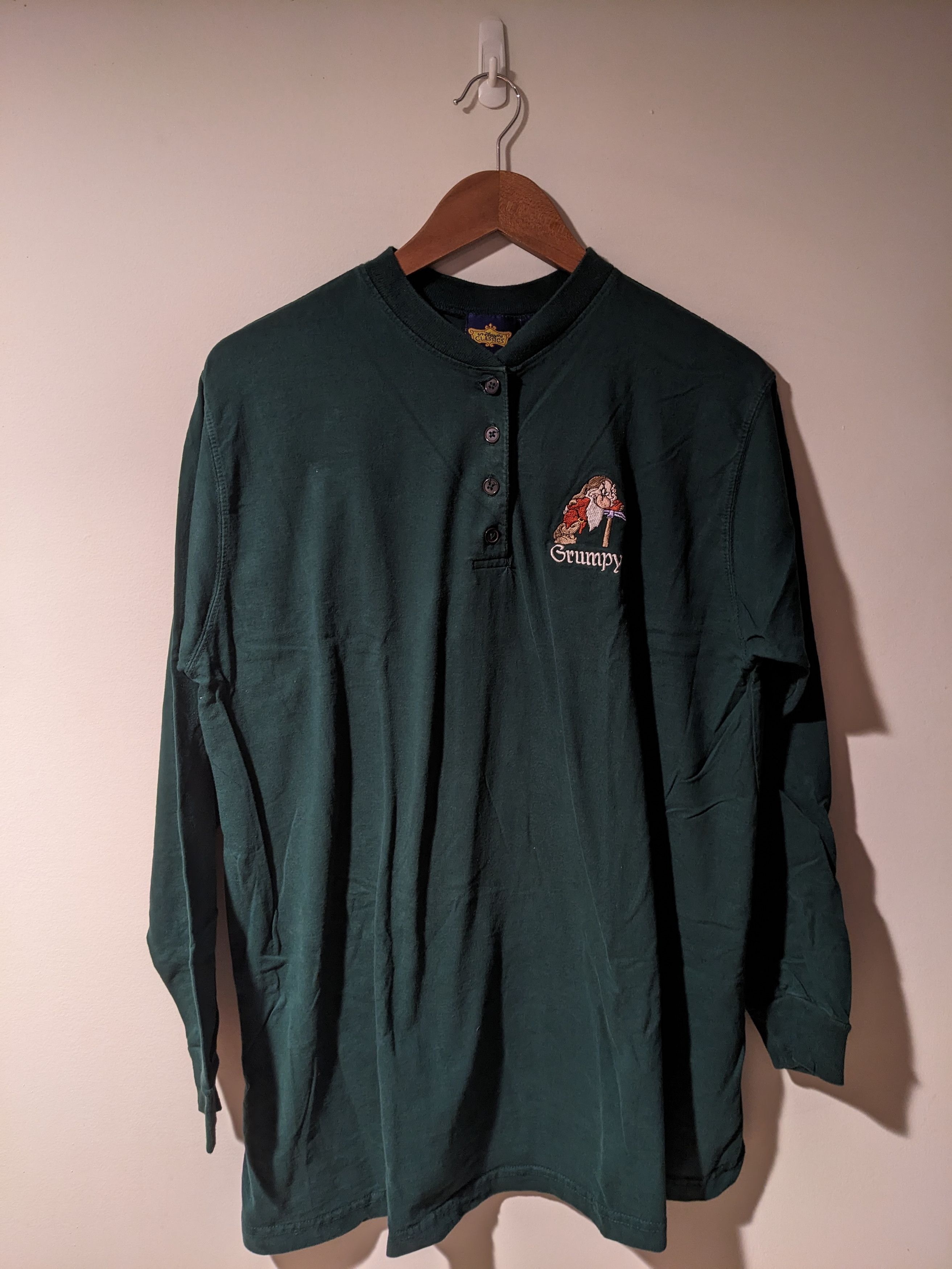 Disney × Vintage Vintage 90s Grumpy Disney Henley Long-Sleeve T-Shirt Size US M / EU 48-50 / 2 - 1 Thumbnail