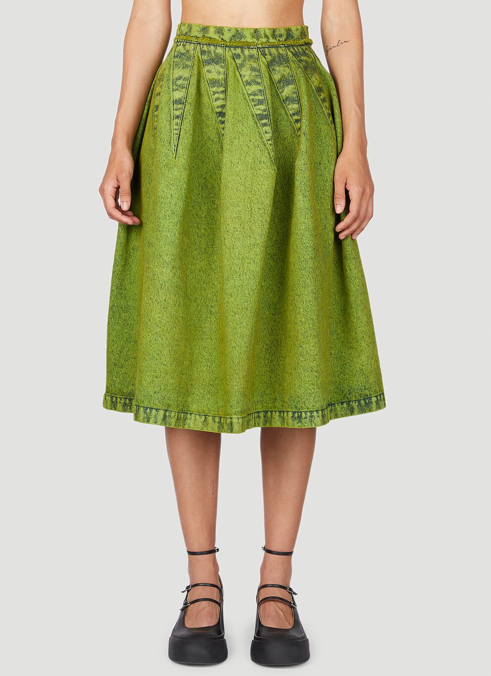 image of Marni Spikes Midi Skirt in Green, Women's (Size 26)