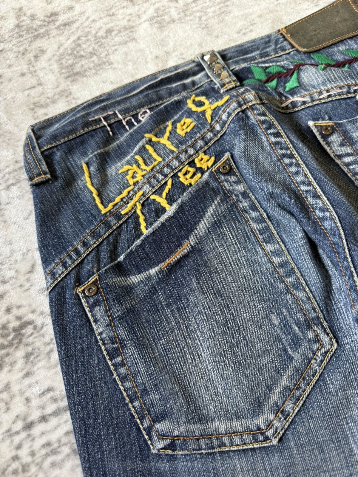 Japanese Brand Drive Jeans Japan Studded Embellishe Wide Leg Flared Jeans Size US 29 - 8 Thumbnail
