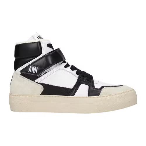image of Ami Ob1O1E0224 Sneakers In White / Black in White/Black, Men's (Size 6)
