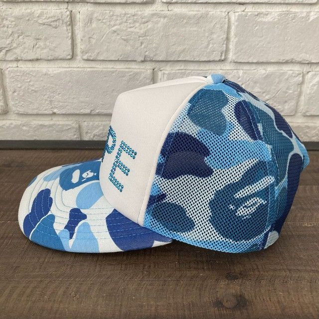 Bape BAPE CRYSTAL STONE ABC CAMO Blue trucker hat cap APE Size ONE SIZE - 5 Thumbnail