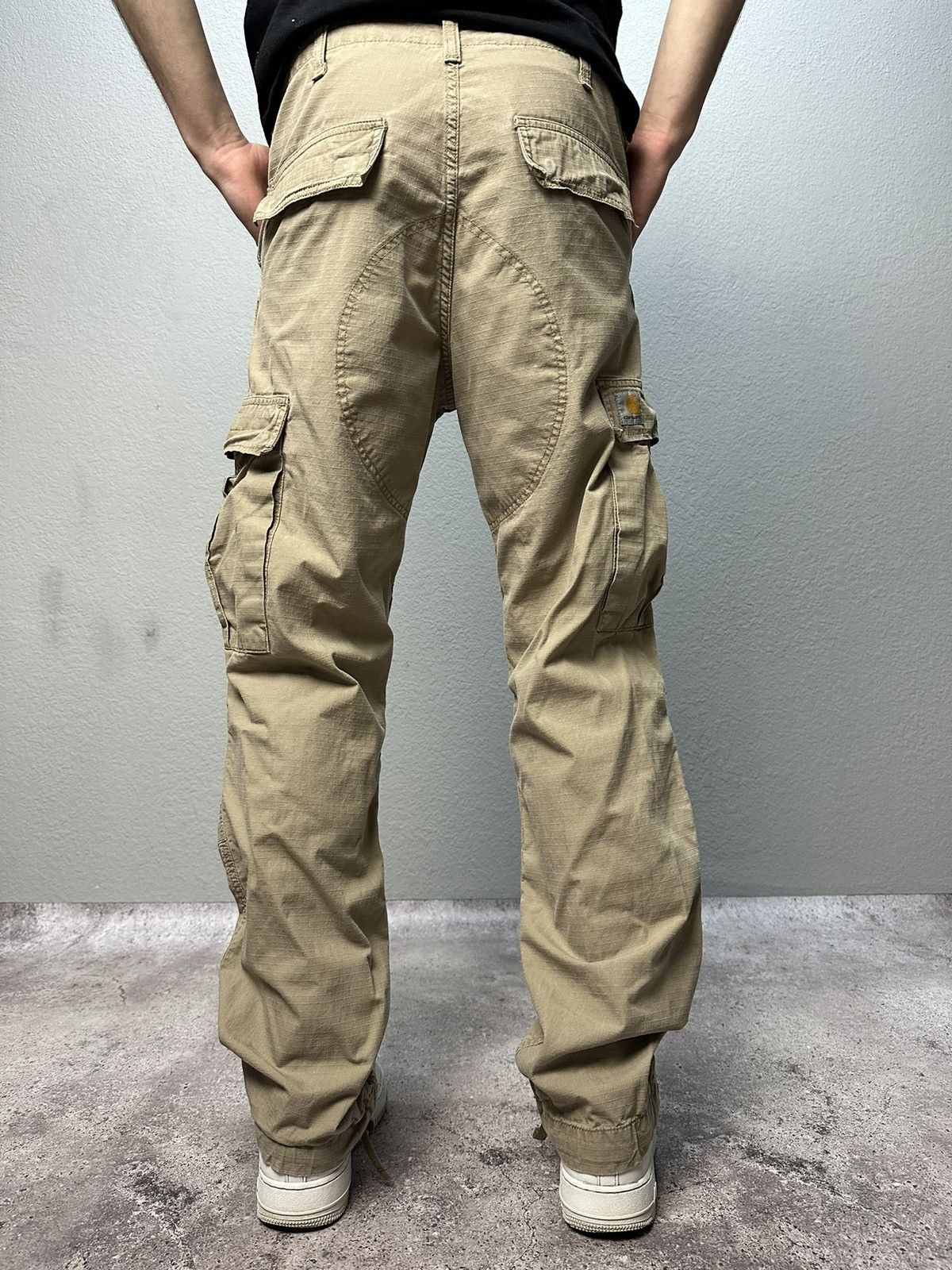 Carhartt × Vintage Vintage Carhartt Cargo Distressed Pants Faded Beige Y2K Size US 31 - 2 Thumbnail