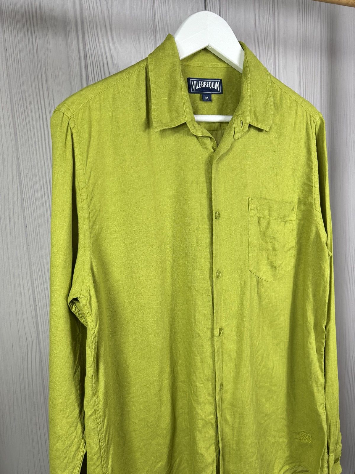 Vilebrequin Vilebrequin Caroubis Linen Shirt Green Long Sleeve Turtle Size US M / EU 48-50 / 2 - 2 Thumbnail