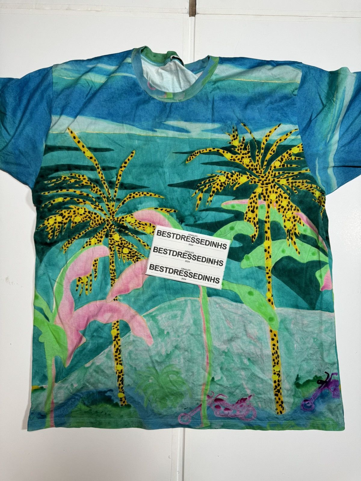 image of Celine x Hedi Slimane X Tyson Reeder Palm Tree T-Shirt, Men's (Size 2XL)