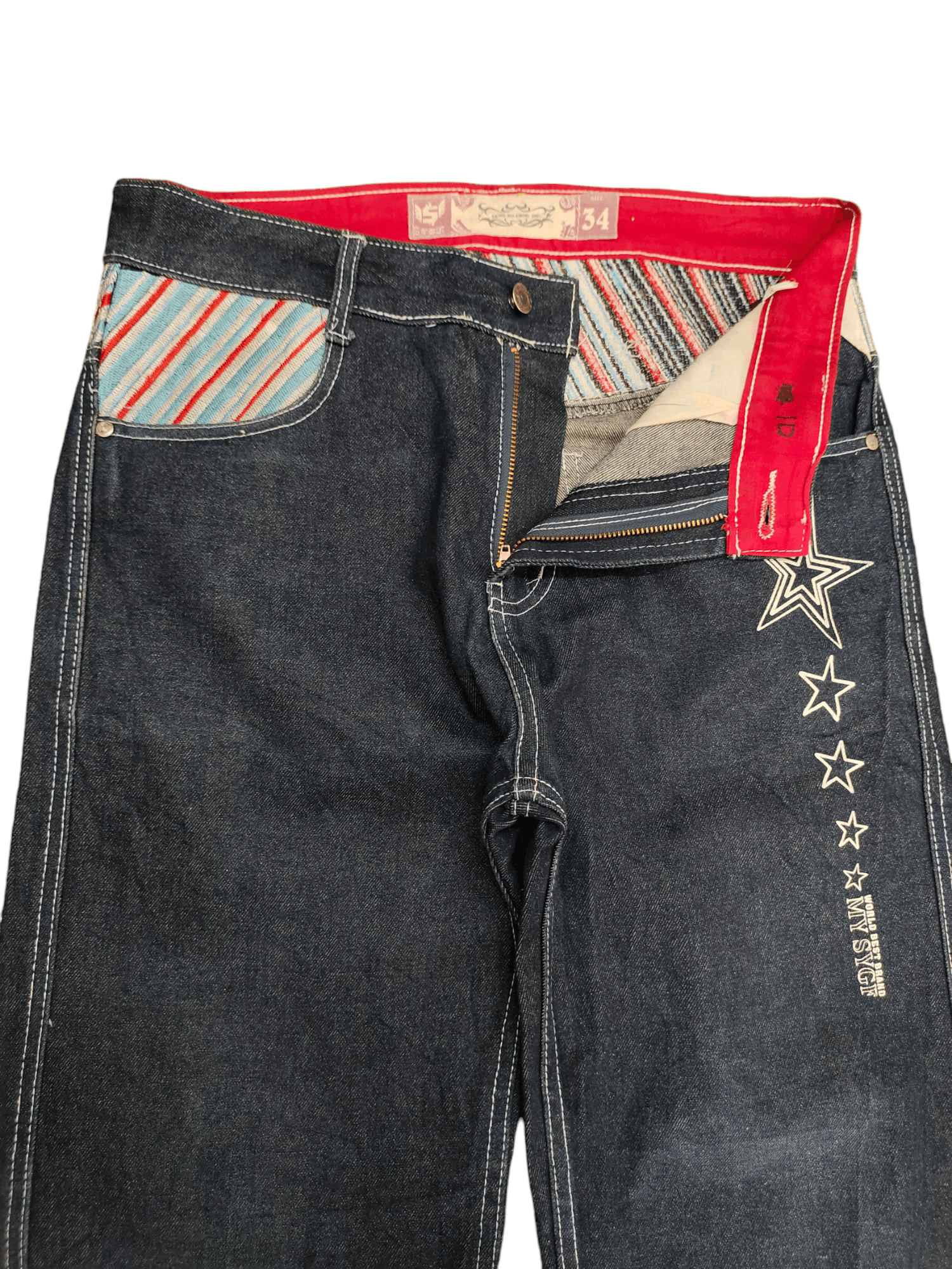 Hysteric Glamour × Undercover Vintage Y2k Sygf Stars Embroidered Baggy Jeans Jnco Style Size US 33 - 15 Thumbnail