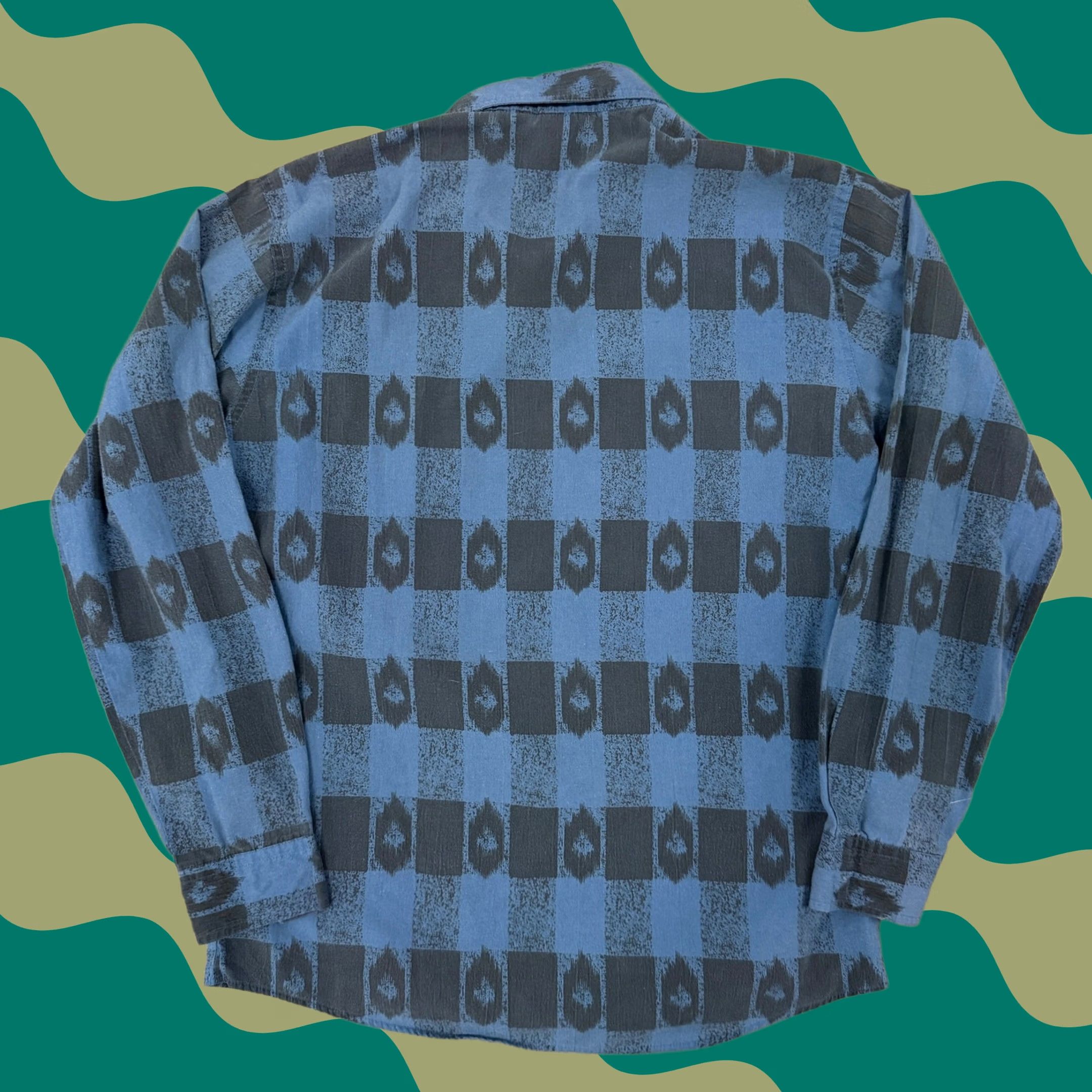 Vintage VINTAGE Y2K Abstract Blue Black Geometric Longsleeve Button Down Small Mens S Black Size US S / EU 44-46 / 1 - 1 Thumbnail