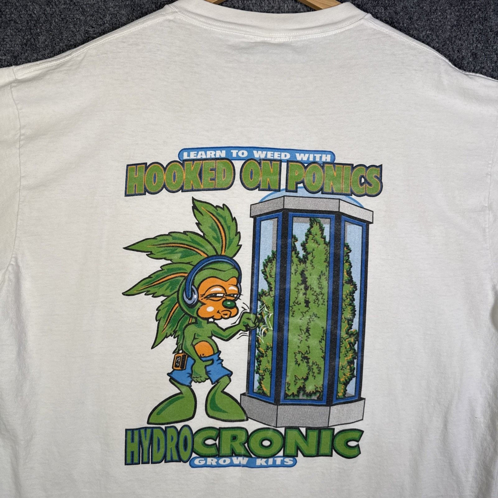 Vintage Sonic Mens 2XL White 90s Chronic Weed Parody Funny