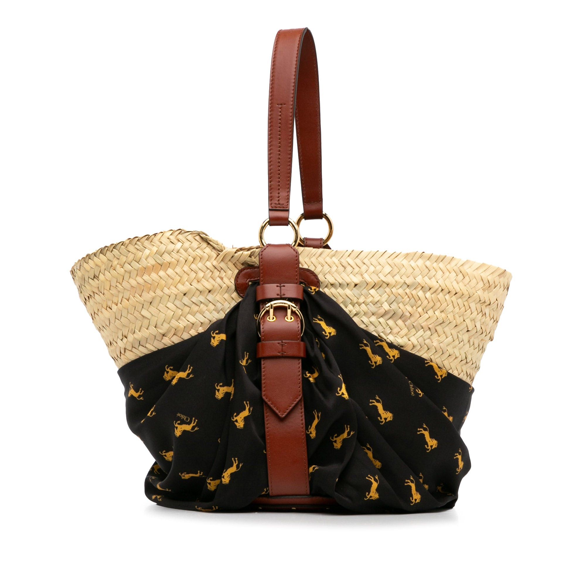 Chloe Chloé Medium Raffia Little Horses Basket Basket Brown Size ONE SIZE - 1 Thumbnail