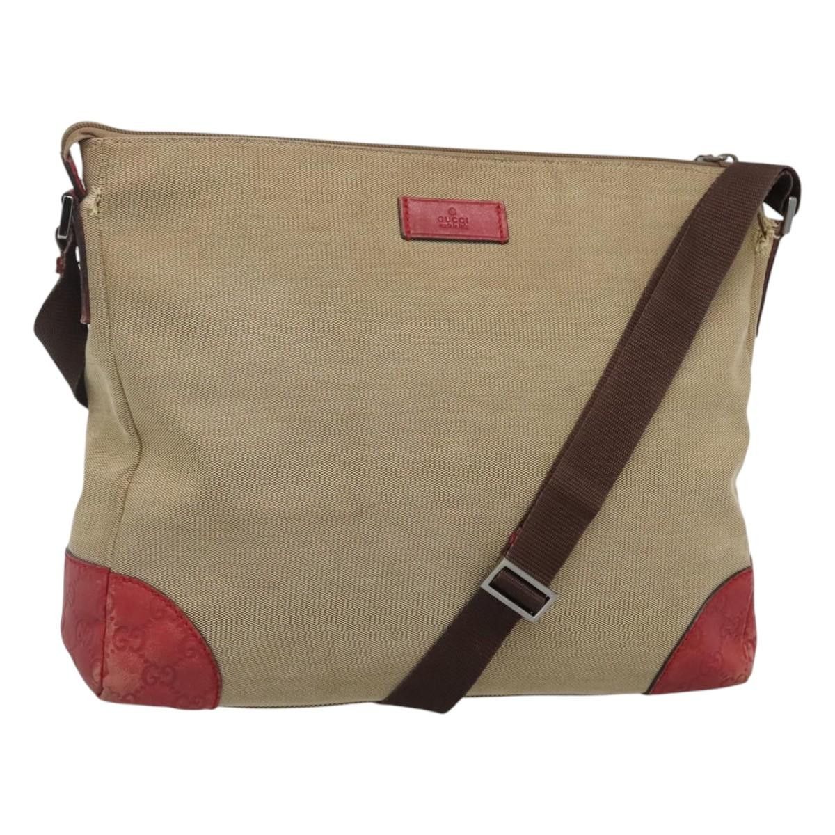 GUCCI Guccissima Shoulder Bag Canvas Beige 257301 Auth ep8622