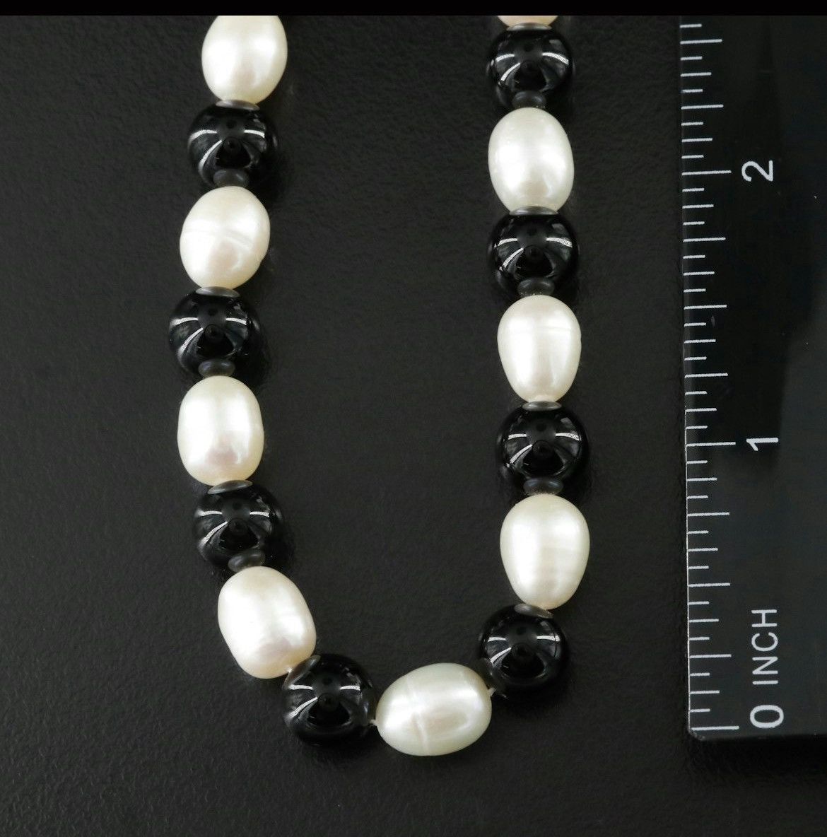 Other Pearl and Black Onyx Necklace with 10K Clasp Size ONE SIZE - 3 Thumbnail