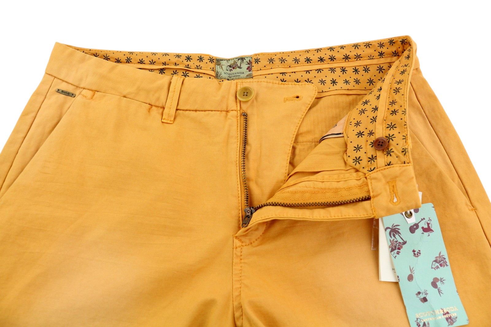 Scotch & Soda W29 Chino Washed Orange Turn-Up Zip Fly Logo 84192 Size US 29 - 4 Thumbnail