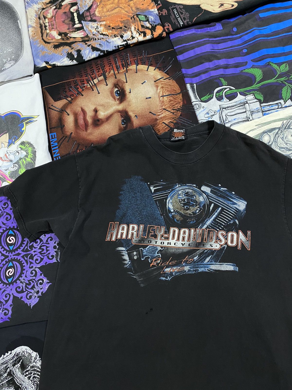 Harley Davidson × Vintage Vintage 90’s Harley Davidson Motorcycle Black Shirt Large Size US L / EU 52-54 / 3 - 1 Thumbnail