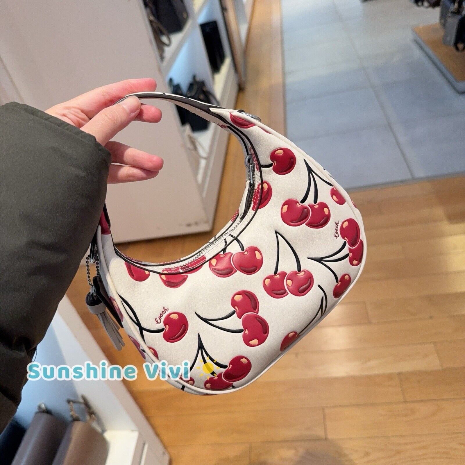 Coach NWT Coach Carmen Mini Chalk Cherry Crossbody Hobo CY711 Size ONE SIZE - 3 Thumbnail