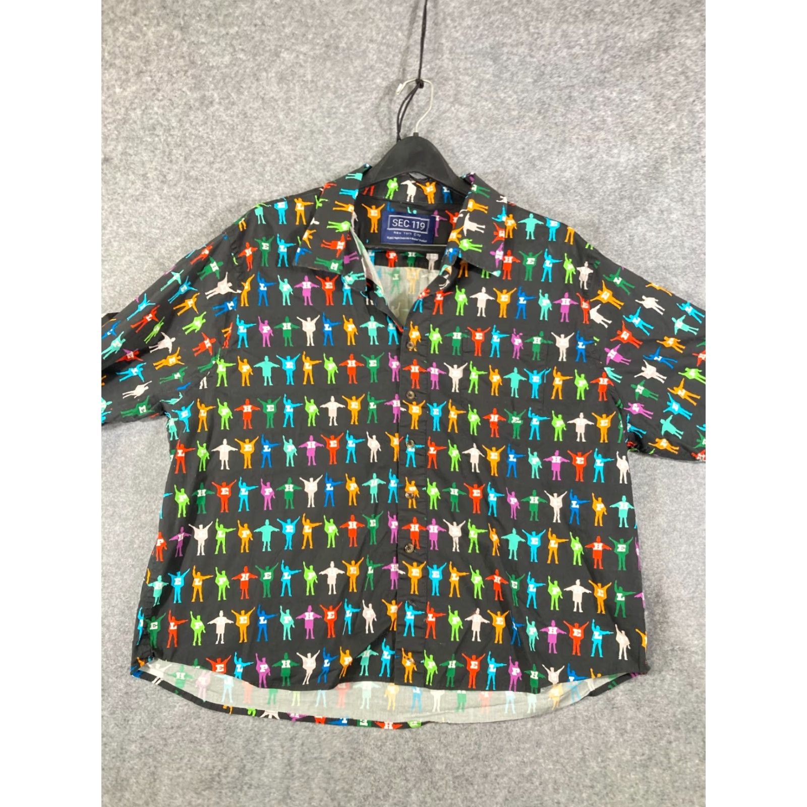 Vintage Section 119 Beatles Help Shirt Womens 3XL Black Graphic Rock & Roll Music Band Button Front Short Sleeve Size XXL / US 16-18 / IT 52-54 - 3 Thumbnail
