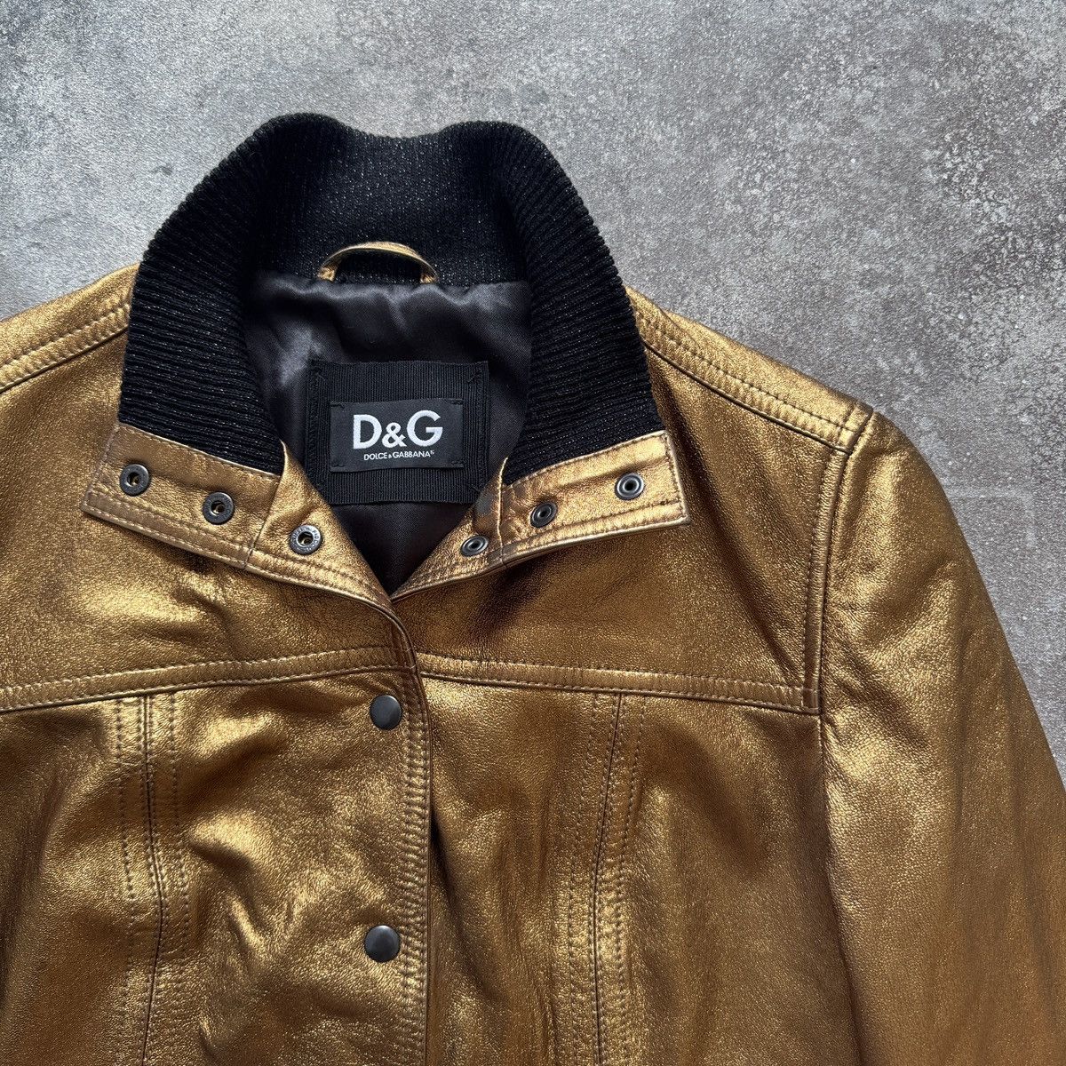 Dolce & Gabbana D&G Dolce & Gabbana Vintage Gold Leather Bomber Jacket Size M / US 6-8 / IT 42-44 - 5 Thumbnail